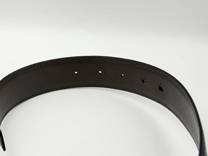 BALENCIAGA BB Logo Reversible Leather Belt, Black and Gray