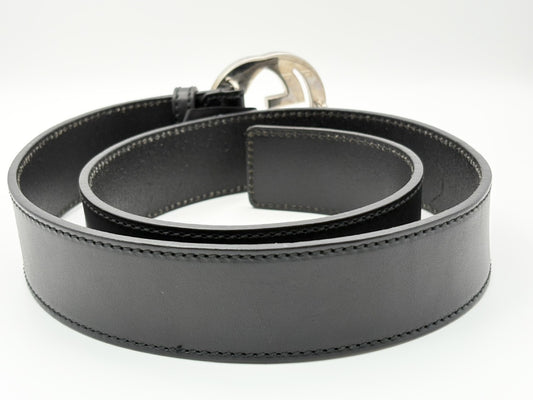 GUCCI 114984 Interlocking G Leather Belt 85/34 Black Belt