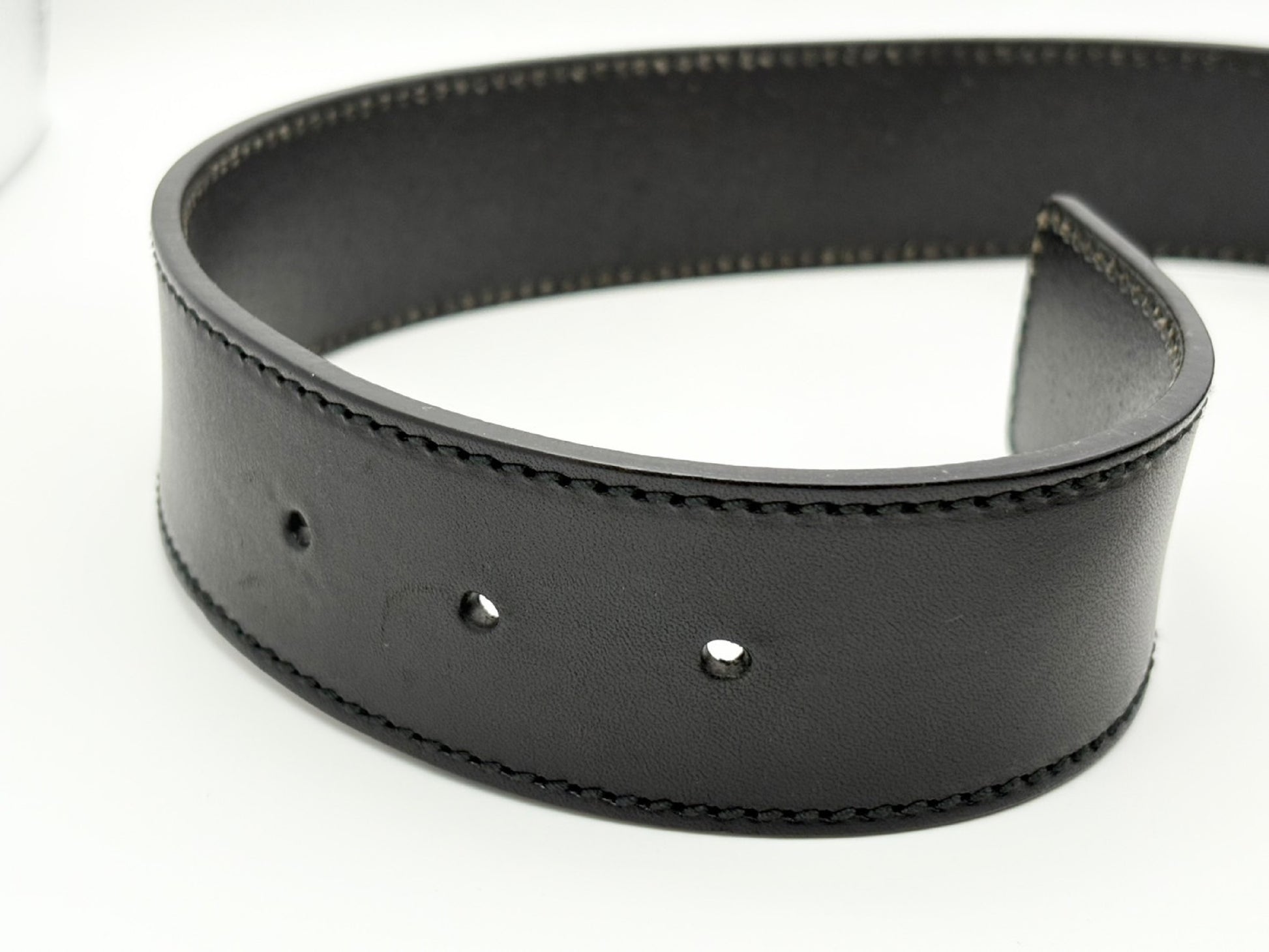 GUCCI 114984 Interlocking G Leather Belt 85/34 Black Belt