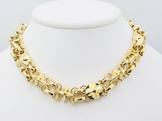 LOUIS VUITTON M01031 My Flower Chain Choker Necklace, Gold, RY3232