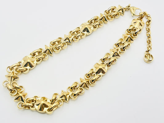 LOUIS VUITTON M01031 My Flower Chain Choker Necklace, Gold, RY3232