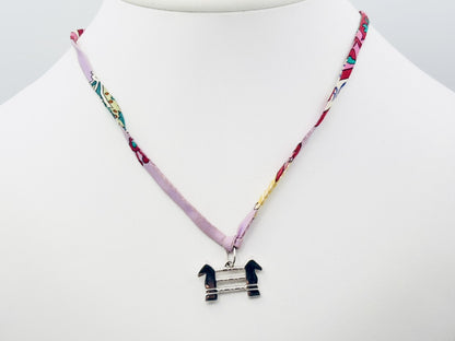 HERMES Tourbillon Horse Charm Cheval Silk Necklace