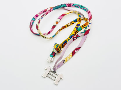 HERMES Tourbillon Horse Charm Cheval Silk Necklace
