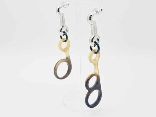 HERMES Rhapsody Buffalo Horn Asymmetrical Earrings