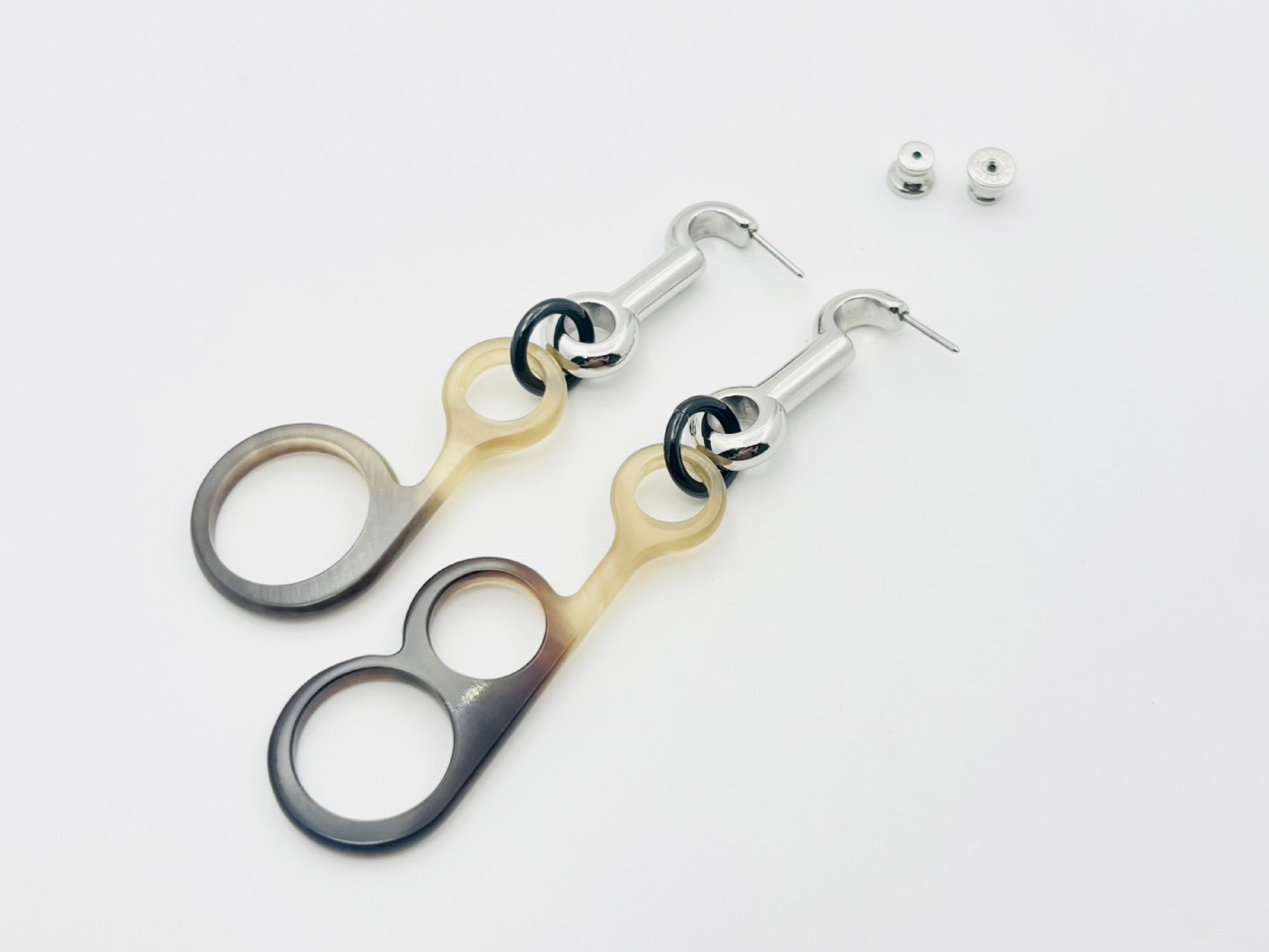 HERMES Rhapsody Buffalo Horn Asymmetrical Earrings