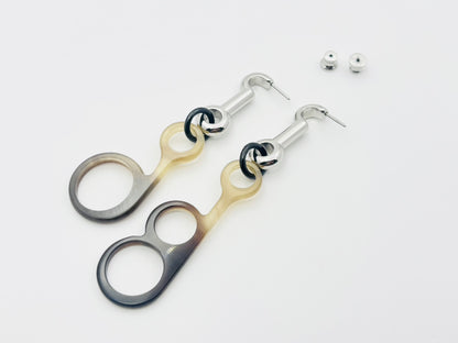 HERMES Rhapsody Buffalo Horn Asymmetrical Earrings