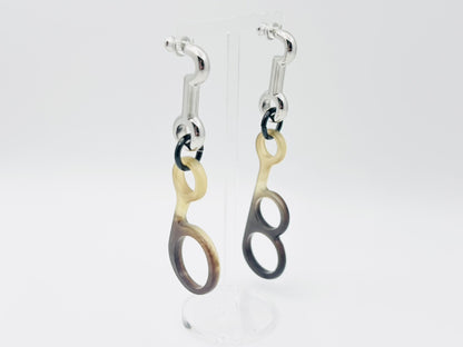 HERMES Rhapsody Buffalo Horn Asymmetrical Earrings