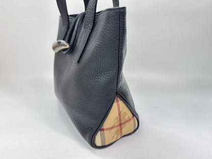 BURBERRY Check Leather Handbag