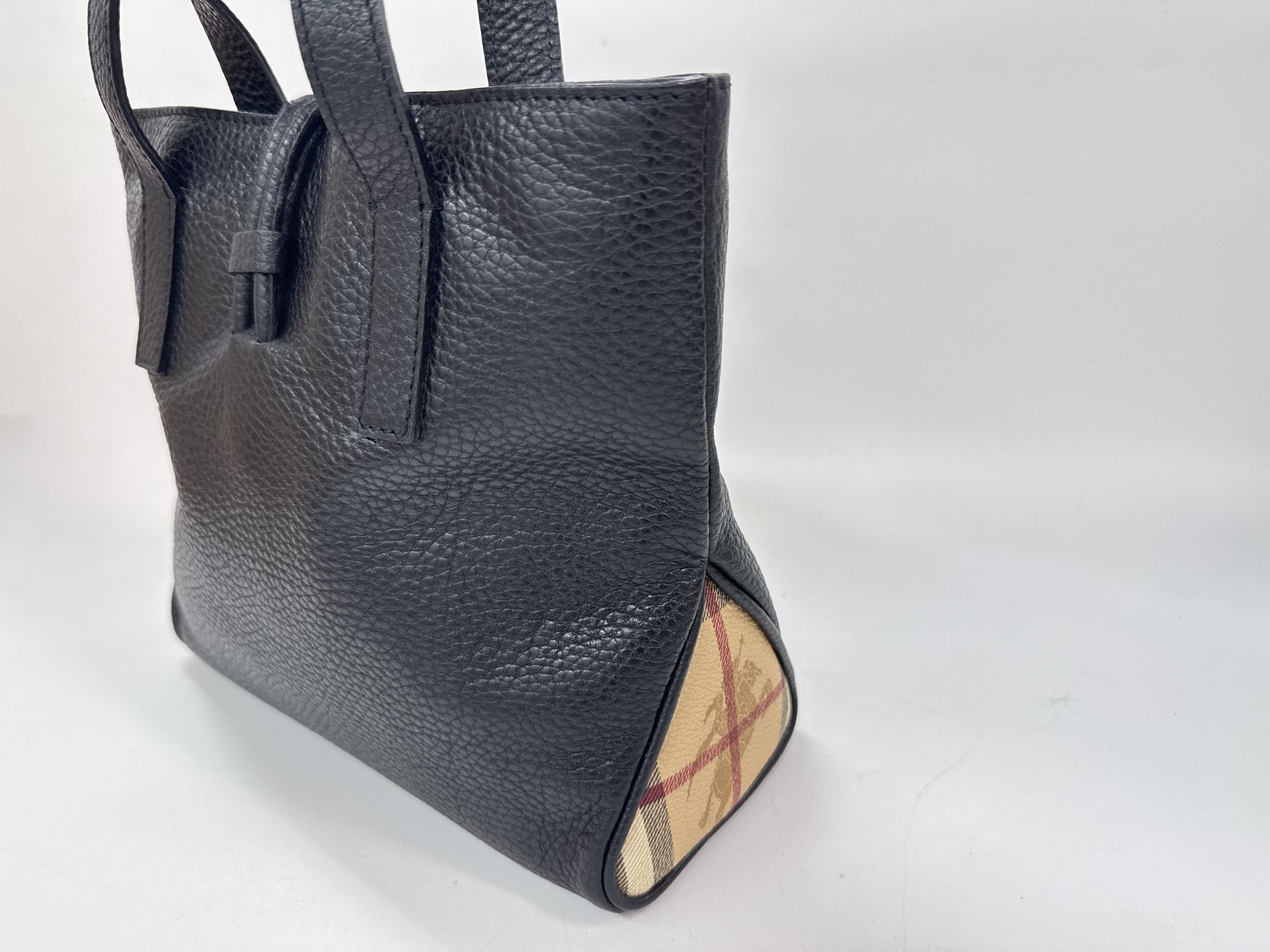 BURBERRY Check Leather Handbag
