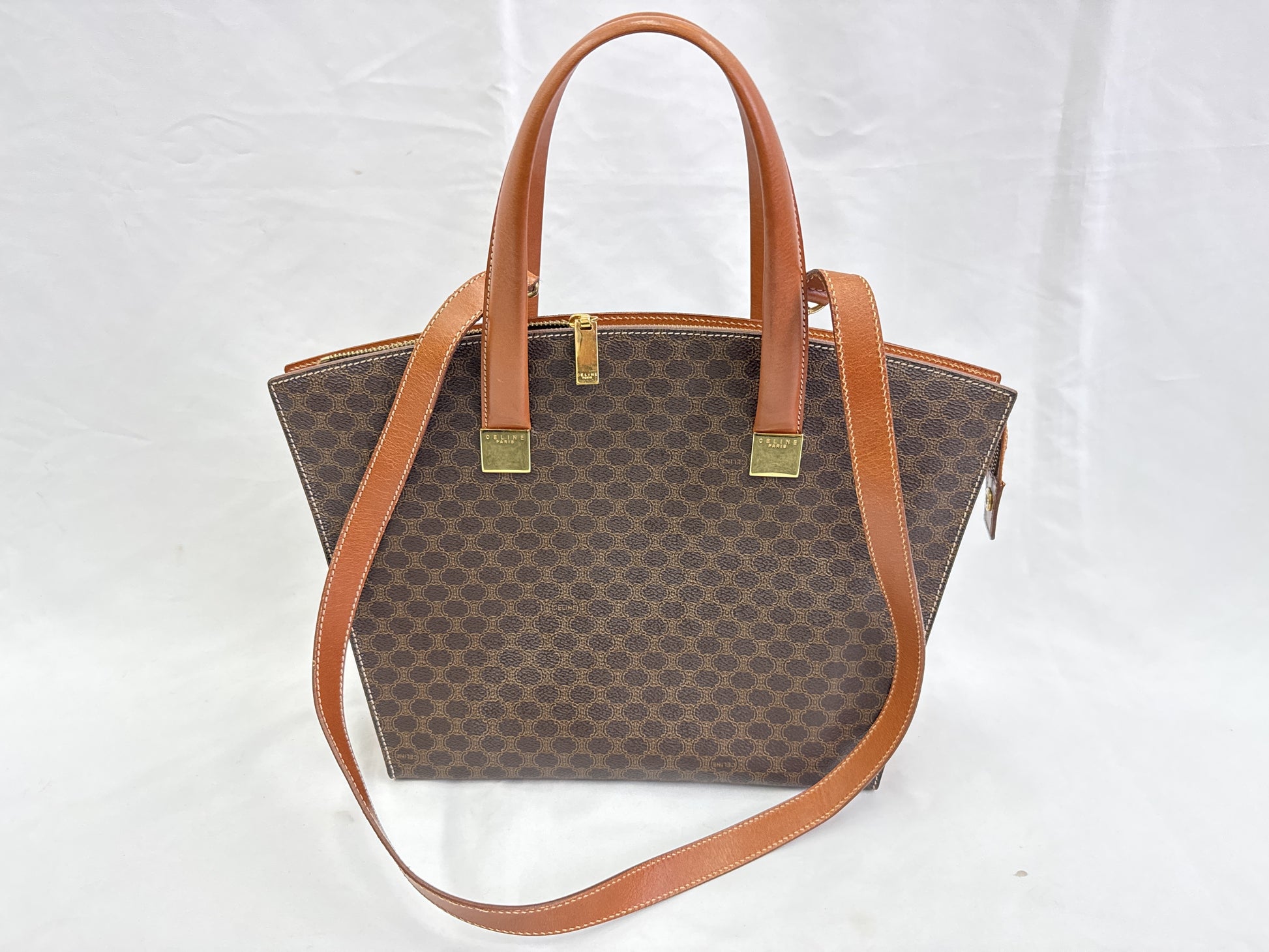 CELINE Macadam PVC 2-Way Tote Bag with Logo Plate, Shoulder Bag, Handbag