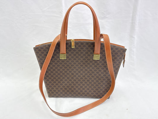 CELINE Macadam PVC 2-Way Tote Bag with Logo Plate, Shoulder Bag, Handbag