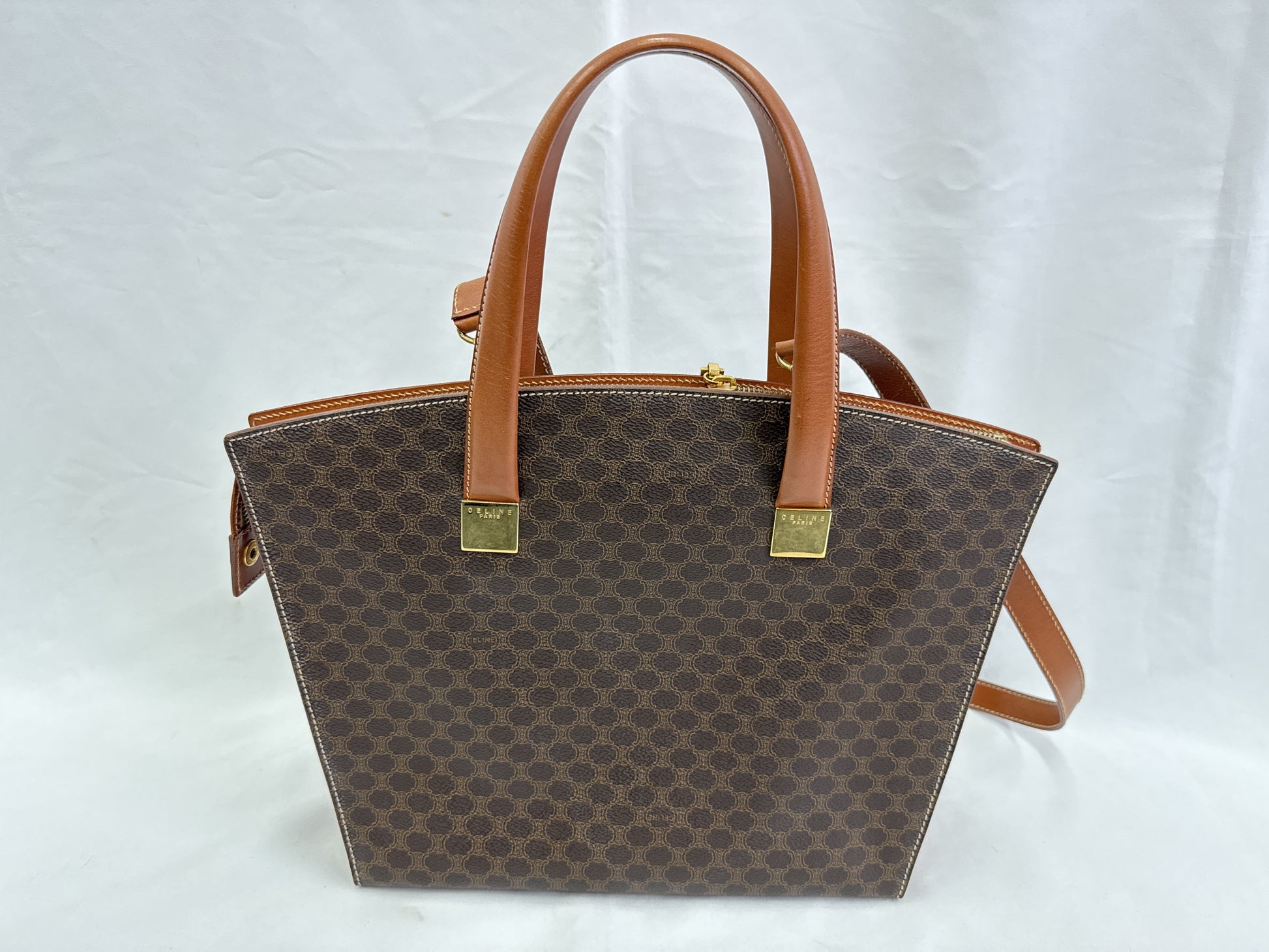 CELINE Macadam PVC 2-Way Tote Bag with Logo Plate, Shoulder Bag, Handbag