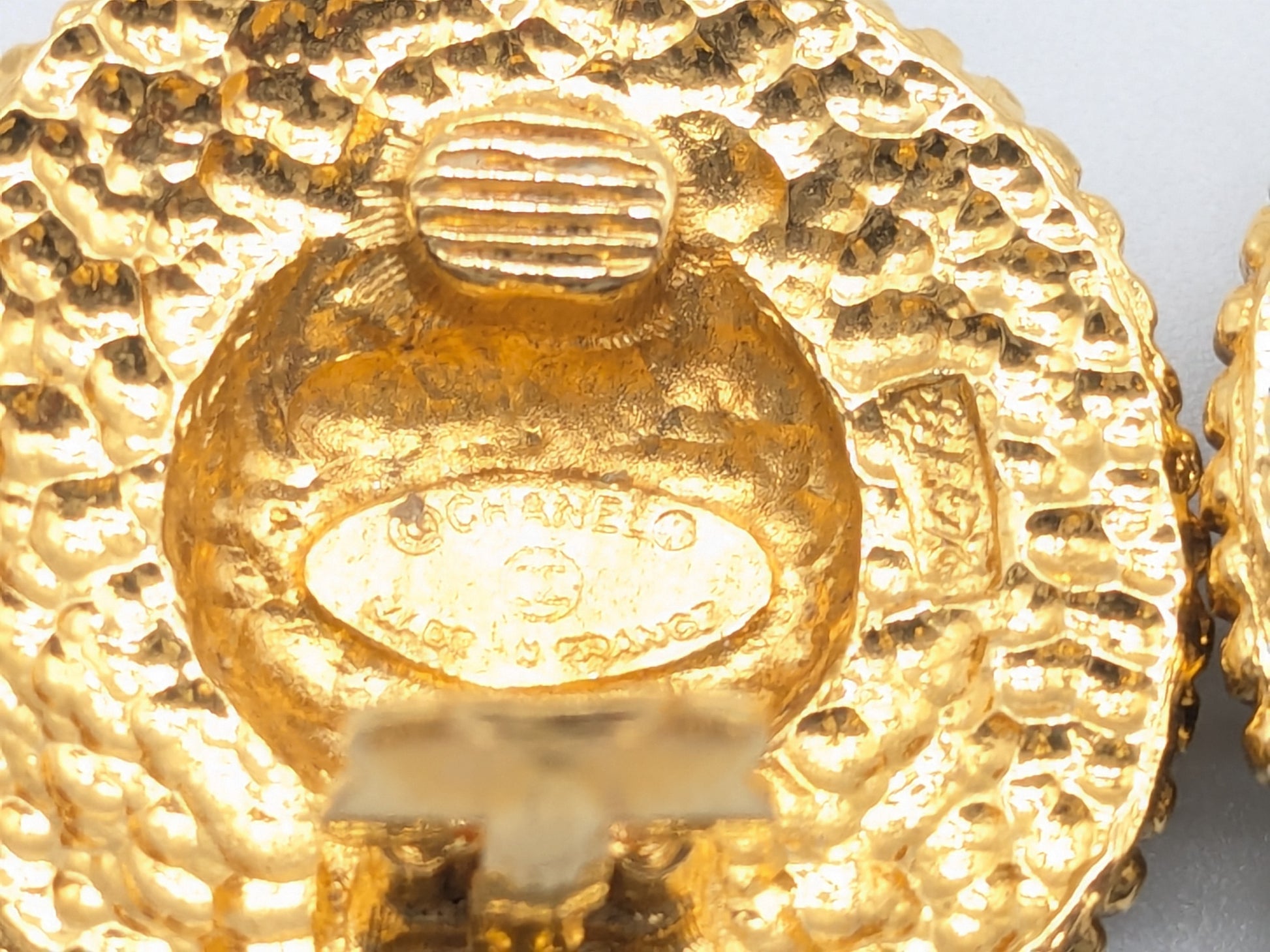 CHANEL CHANEL Logo Coco Mark Earrings with Rice