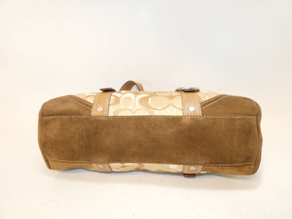 COACH Turnlock Signature Canvas and Leather Hand Boston Handbag