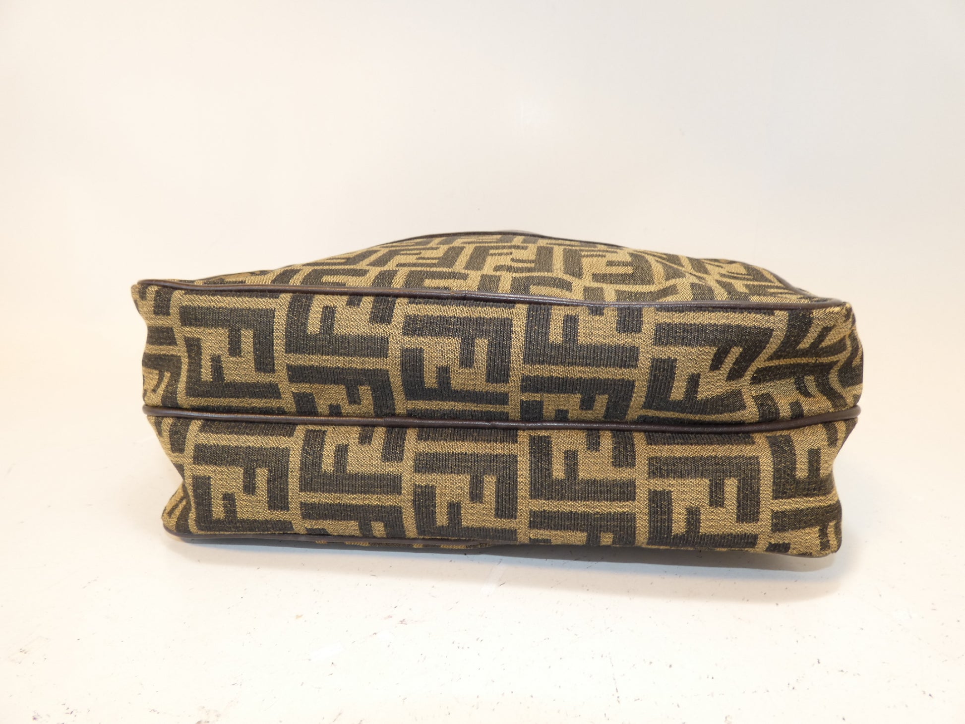 FENDI Zucca Canvas and Leather Shoulder Bag