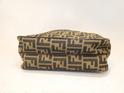 FENDI Zucca Canvas and Leather Shoulder Bag