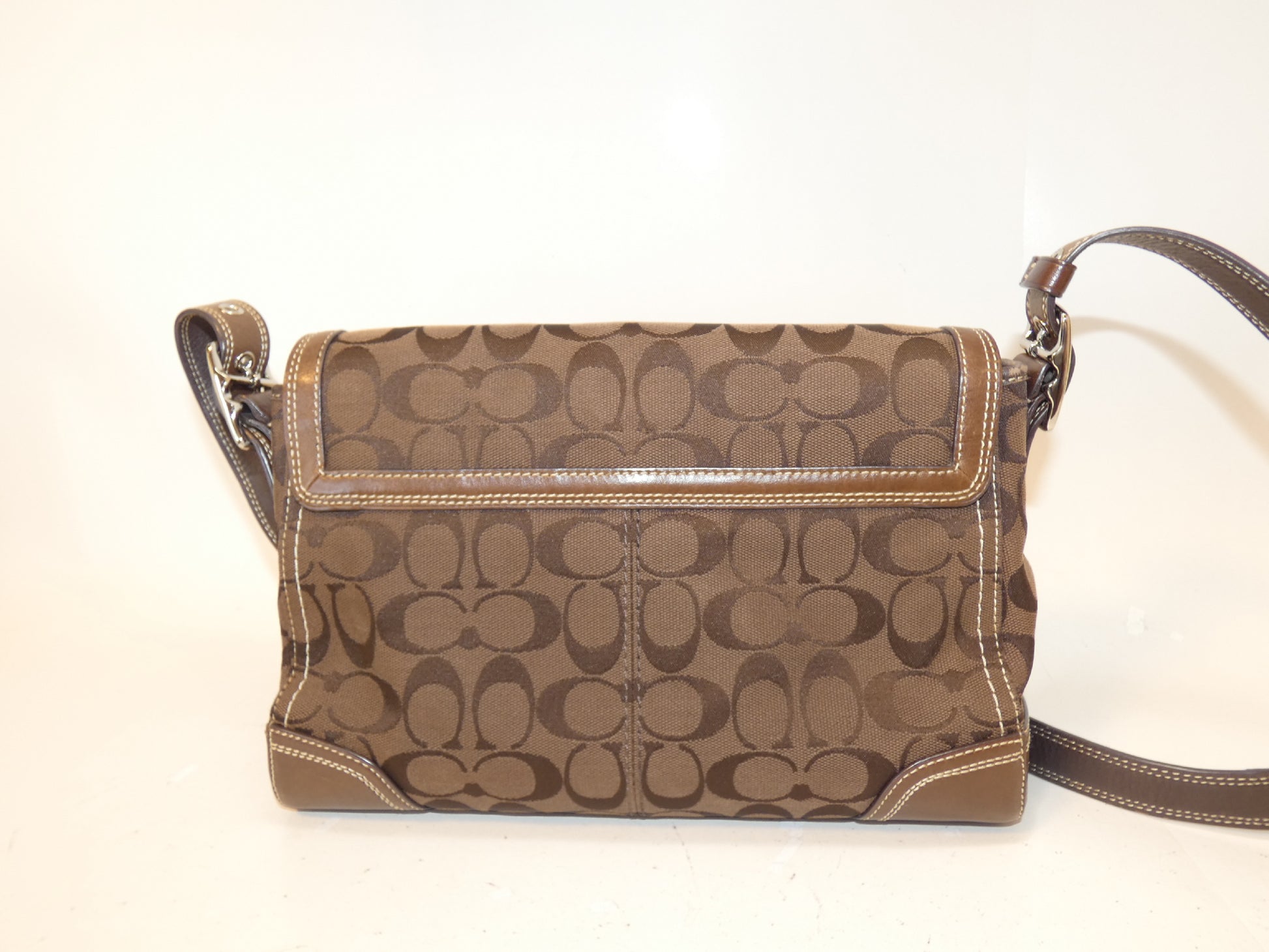 COACH Turnlock Signature Canvas and Leather Shoulder Bag