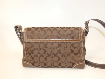 COACH Turnlock Signature Canvas and Leather Shoulder Bag