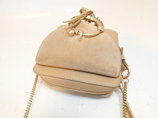 SEE BY CHLOE SEE BY CHLOE Leather Suede Joan Camera Bag with Chain Shoulder Strap