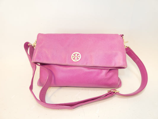 Tory Burch Logo Leather Pink Shoulder Bag