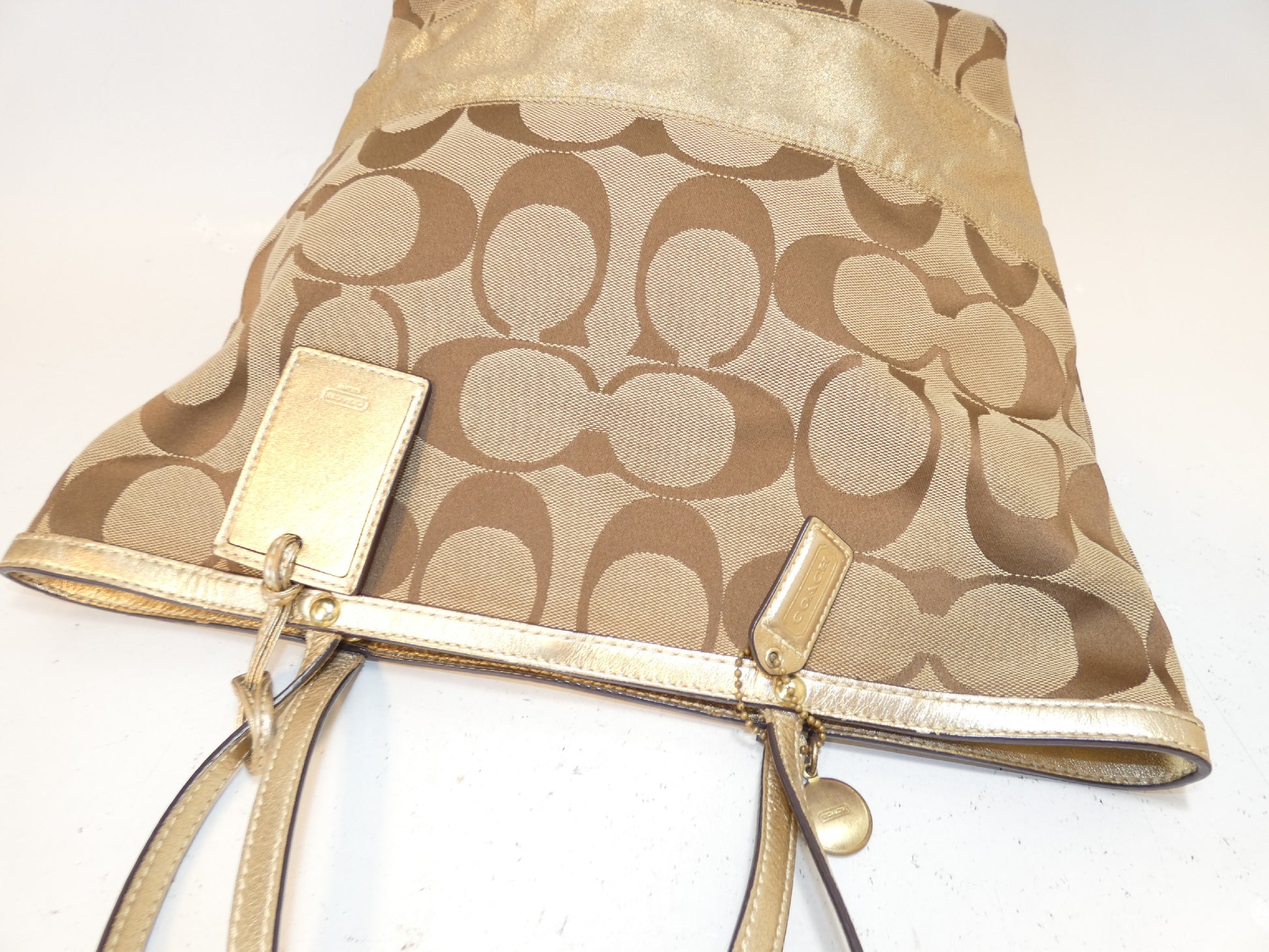 COACH Signature Brown and Gold Tote Shoulder Bag
