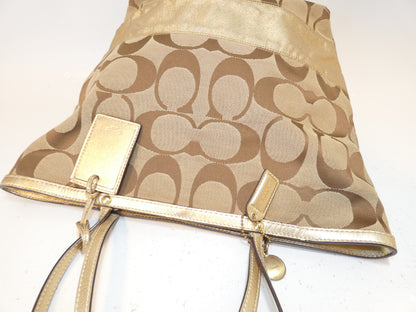 COACH Signature Brown and Gold Tote Shoulder Bag
