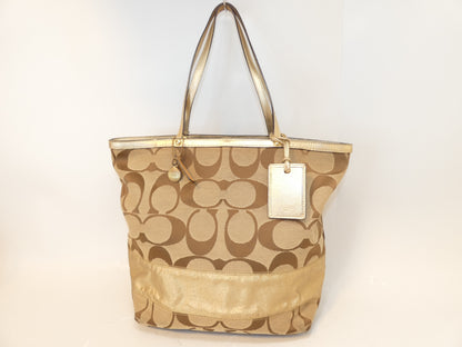 COACH Signature Brown and Gold Tote Shoulder Bag