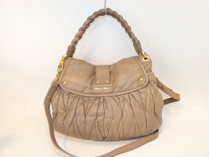 Miu Miu Miu Miu 2-way Matelasse Leather Lock Hand Shoulder Bag