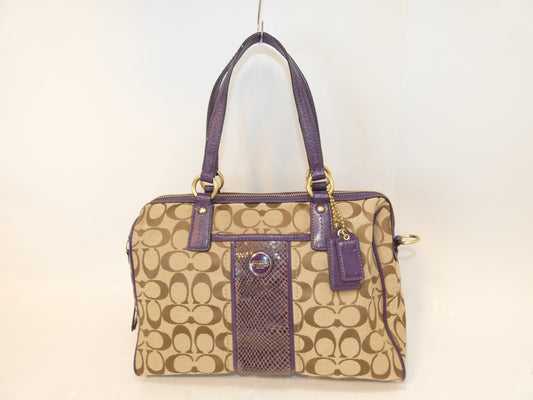 COACH Signature Purple Hand Boston Handbag