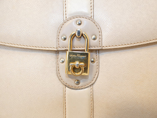 Salvatore Ferragamo Gancini Rock Caviar Leather Shoulder Bag