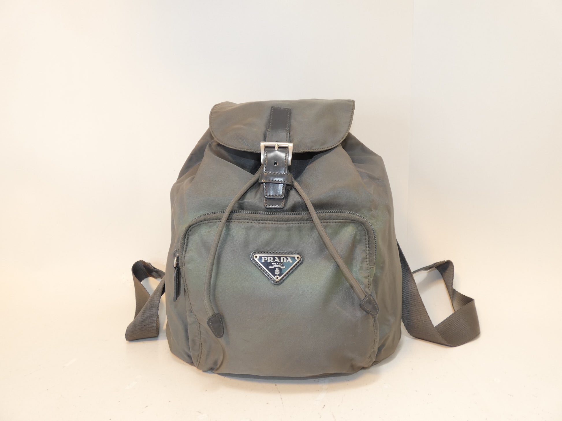 PRADA Nylon Triangle Plate Backpack