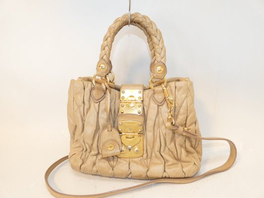 Miu Miu Miu Miu 2-way Matelasse Leather Hand Shoulder Bag