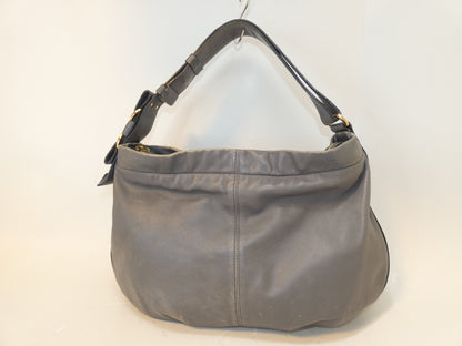 Salvatore Ferragamo Vara Leather Ribbon Gray One-Shoulder Shoulder Bag