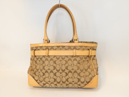 COACH Signature Front Hook Canvas Leather Handbag