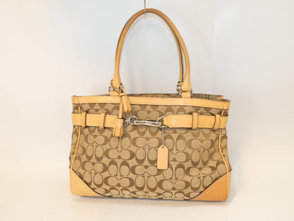 COACH Signature Front Hook Canvas Leather Handbag