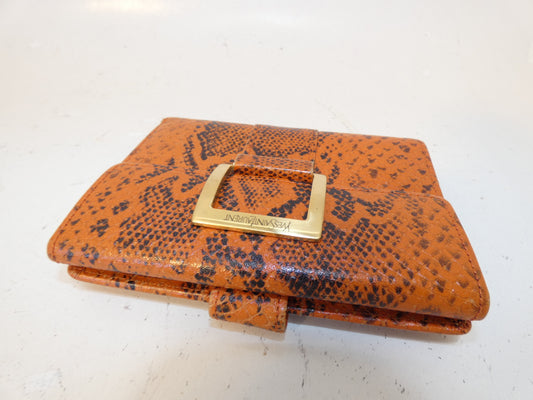 Yves Saint Laurent Embossed Leather Orange Folding Wallet