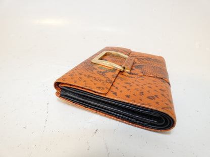 Yves Saint Laurent Embossed Leather Orange Folding Wallet