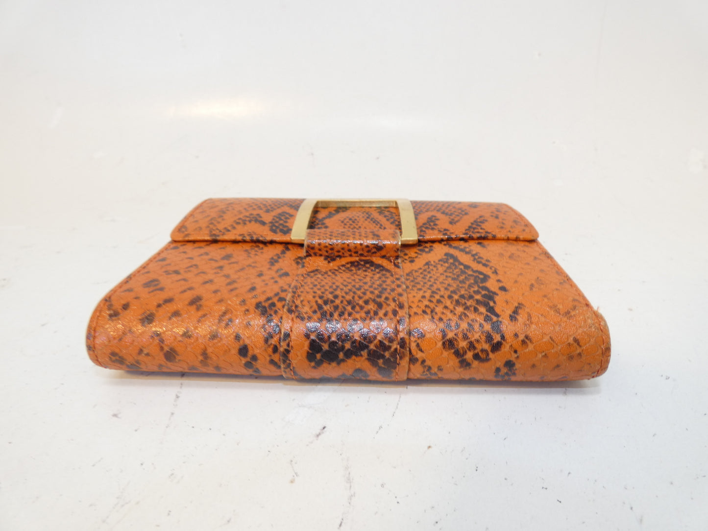 Yves Saint Laurent Embossed Leather Orange Folding Wallet