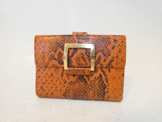 Yves Saint Laurent Embossed Leather Orange Folding Wallet