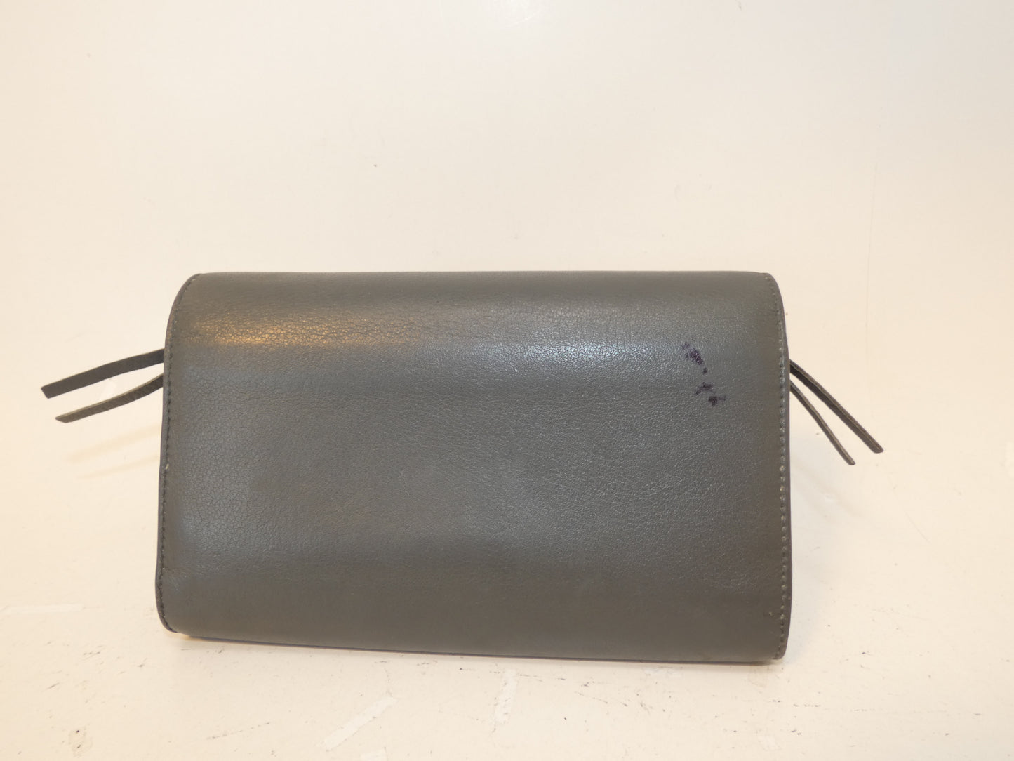 BALENCIAGA Front Logo Leather Gray Large Long Wallet