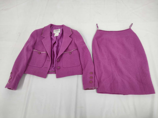 CHANEL Purple Jacket/Skirt Set, Size 34, Other Apparel