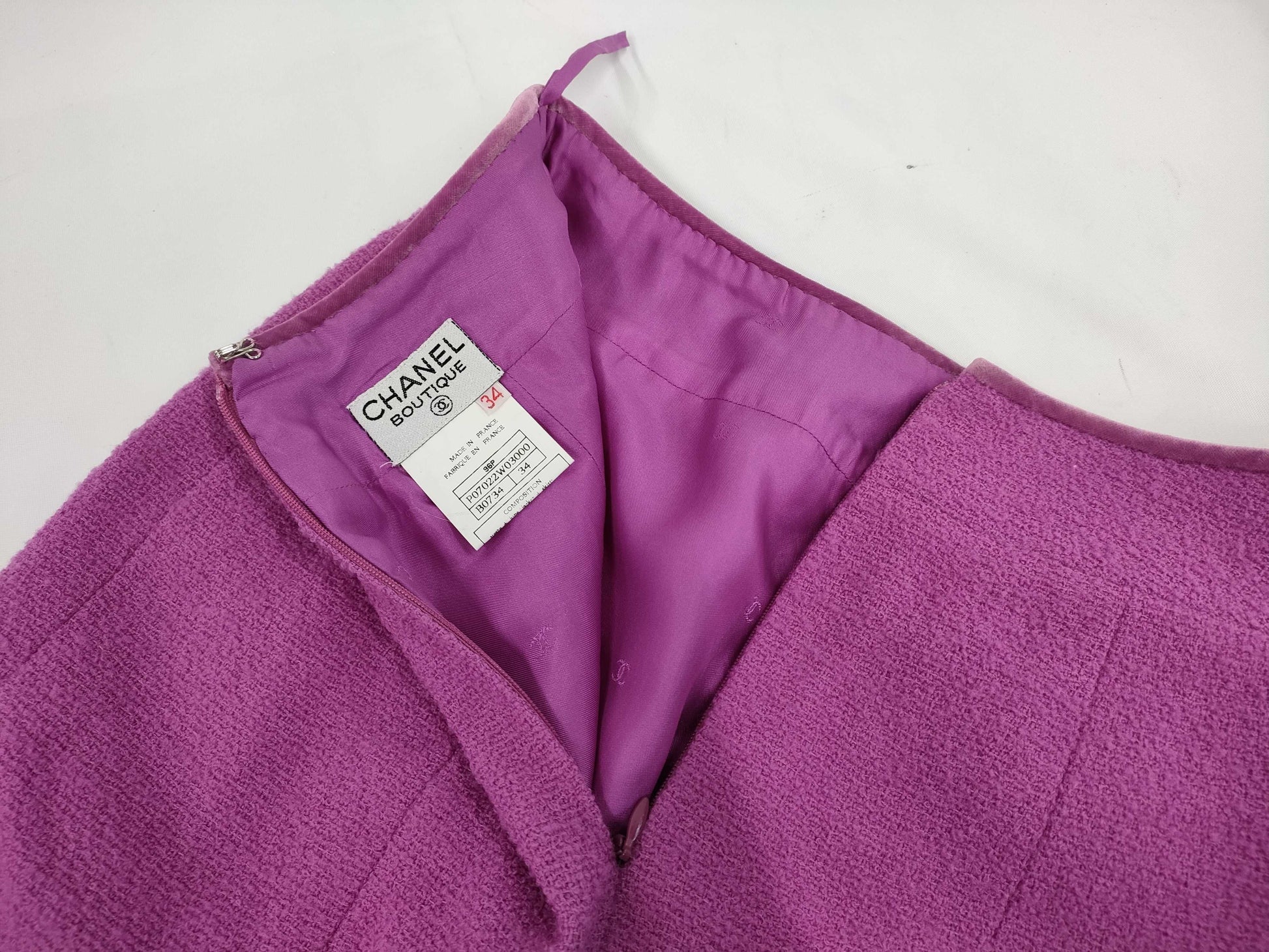 CHANEL Purple Jacket/Skirt Set, Size 34, Other Apparel