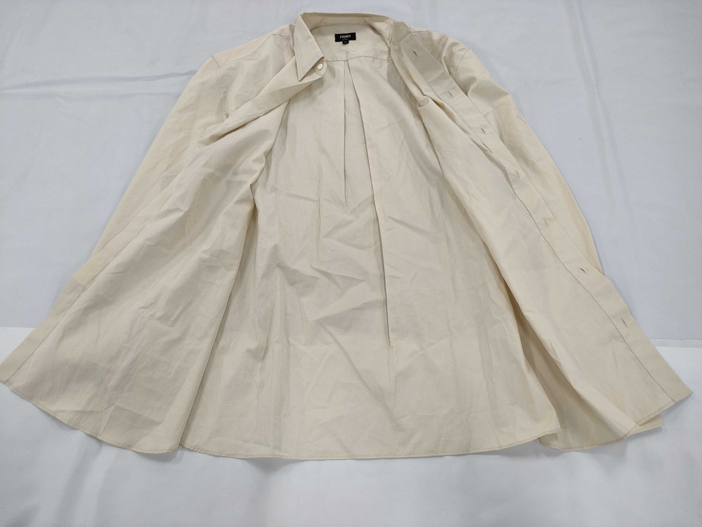 FENDI Embroidered Shirt, Ivory, Size 41, Men's Shirt