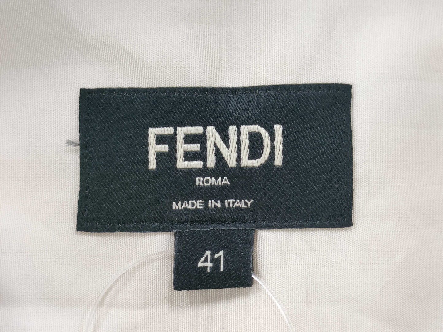 FENDI Embroidered Shirt, Ivory, Size 41, Men's Shirt