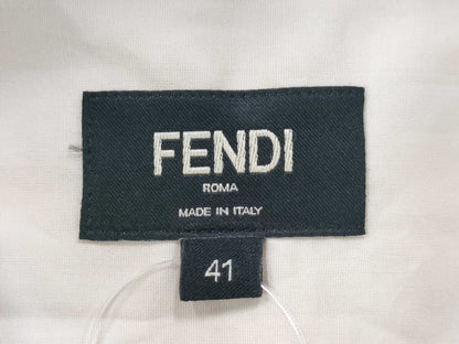 FENDI Embroidered Shirt, Ivory, Size 41, Men's Shirt
