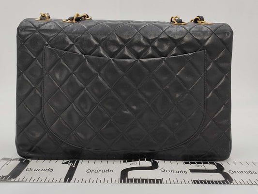 CHANEL Matelasse Chain Lamb Shoulder Bag, Black, Dekamato