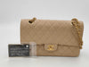 CHANEL Caviar Skin Double Flap Matelasse Chain Shoulder Bag Beige