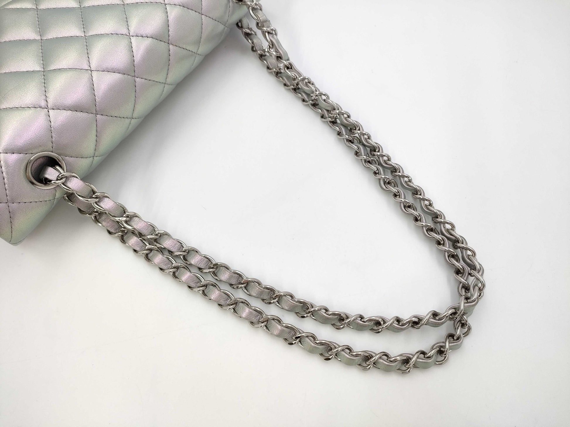 CHANEL Lambskin W25 Rampoule Silver Shoulder Bag