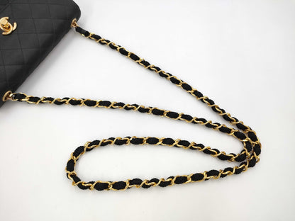 CHANEL Mini Matelasse Satin Chain Shoulder Bag in Black