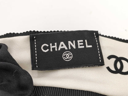 CHANEL CHANEL Scrunchie Hair Accessory Ribbon Logo Coco Mark White x Black Other Accessories